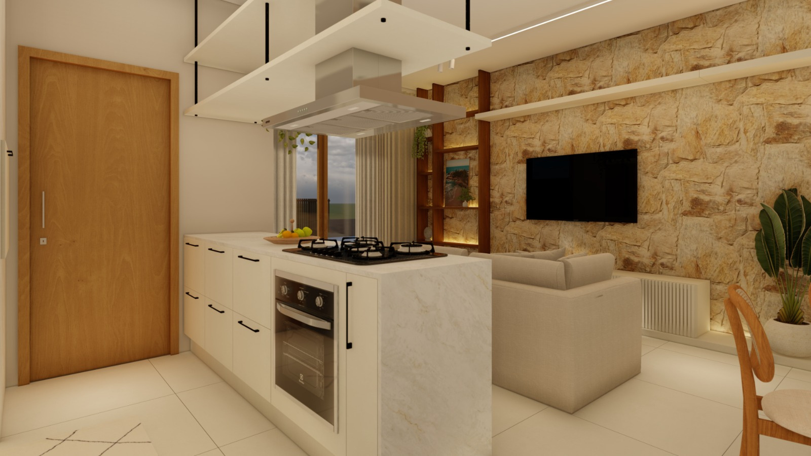 Cozinha integrada ao living